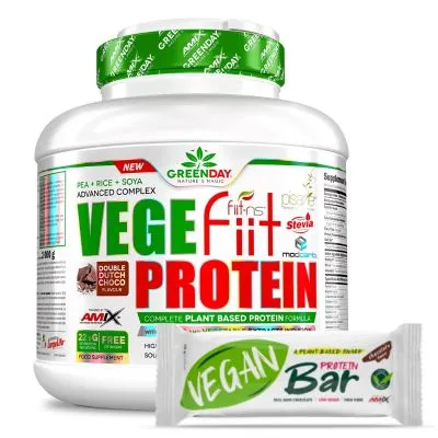 Proteína Vegetal Vegefiit Protein 2kg + Barritas Vegan Protein Bar 45 gr